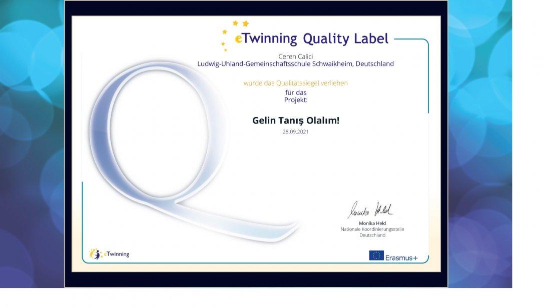 Öğretmenimiz Ceren Çalıcı'nın eTwinning Projesi Kalite Etiketi ile Ödüllendirildi
