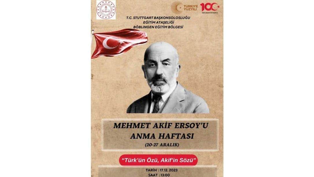 17 Aralık 2023 tarihinde düzenlenecek olan Mehmet Akif Ersoy'u Anma törenimize davetlisiniz.