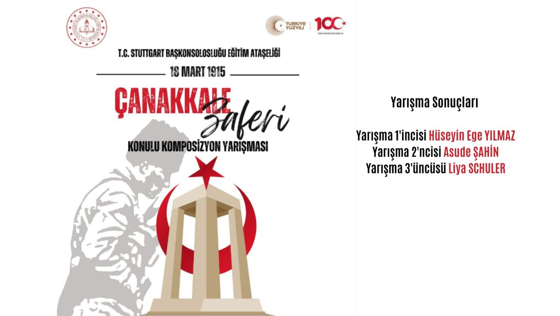 18 Mart Çanakkale Zaferi konulu kompozisyon yarışması sonuçları açıklanmıştır.